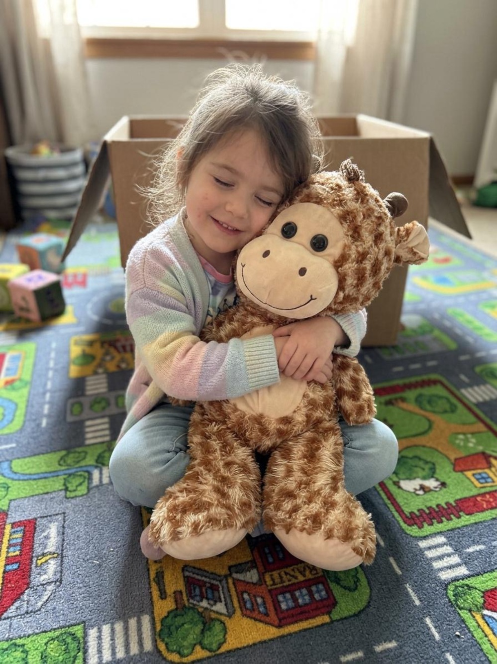 Plush Giraffe Cuddly Toy - Soft Brown & Cream Stuffed Animal